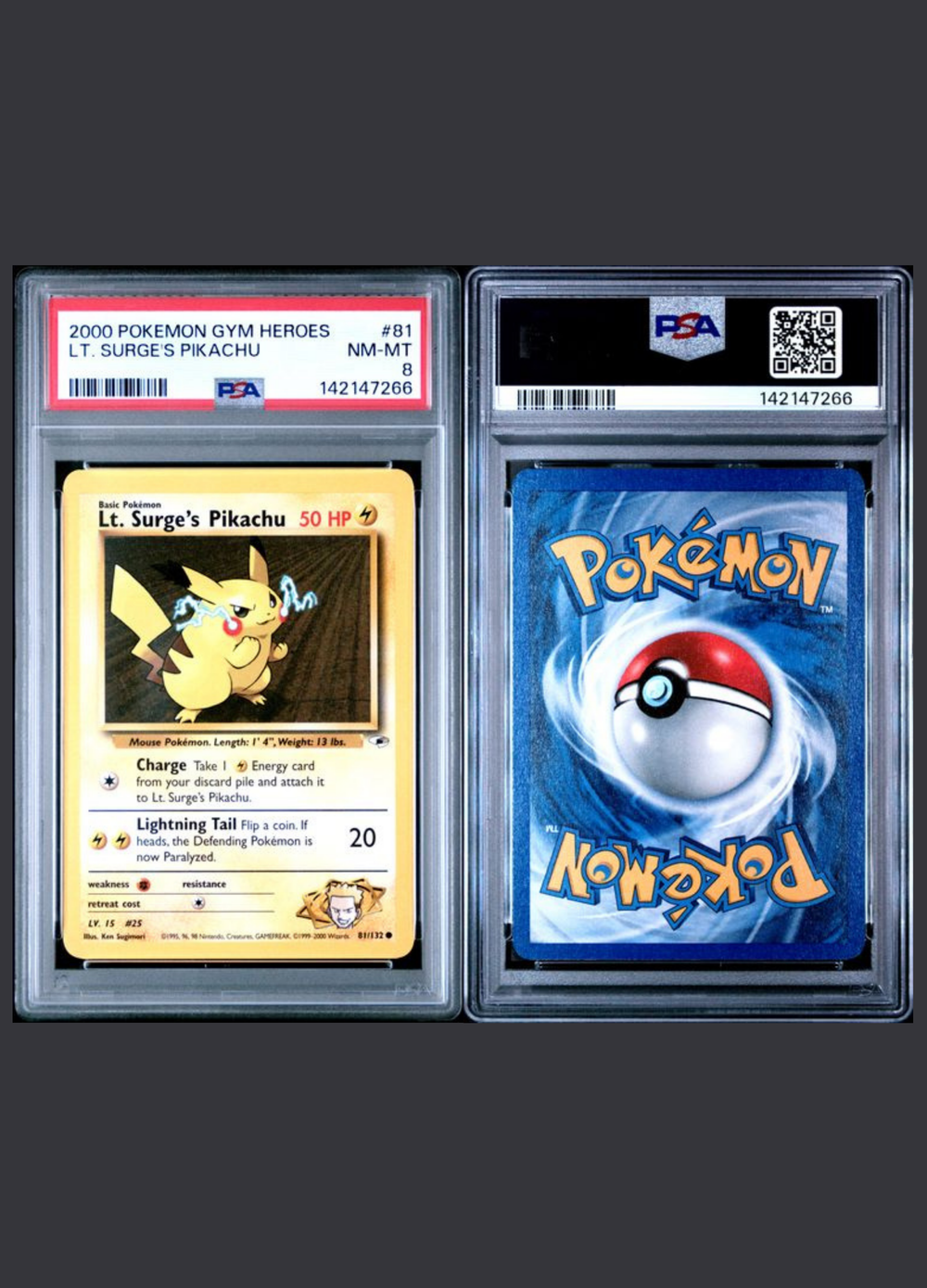 LT. Surge's Pikachu (2000) Gym Heroes - PSA 8