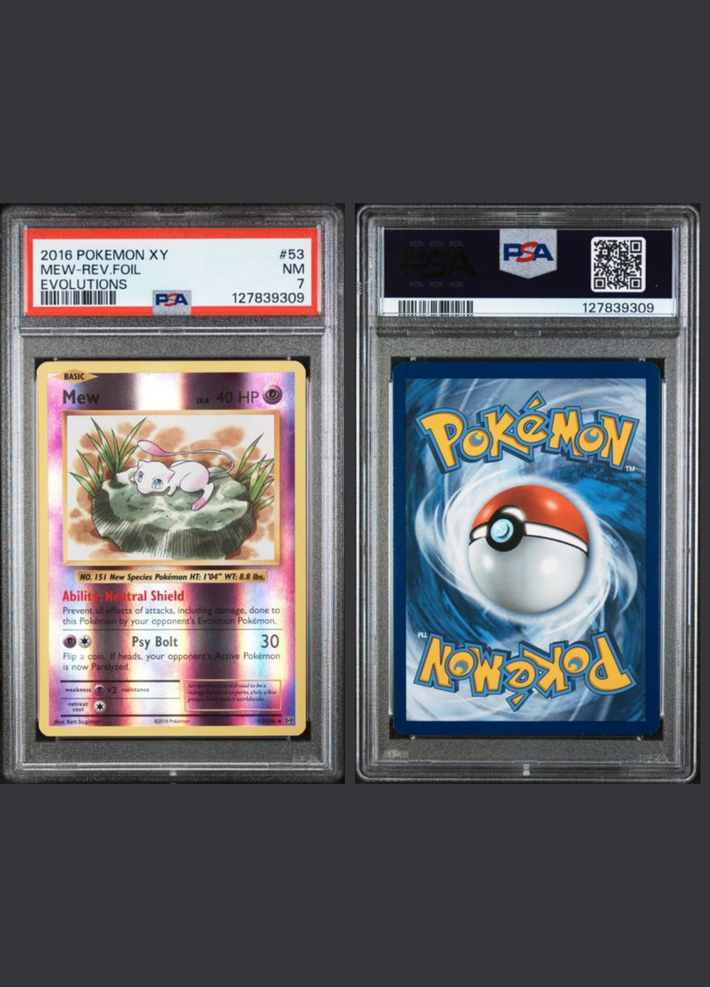 Mew Reverse Foil (2016) X Y Evolutions - PSA 7