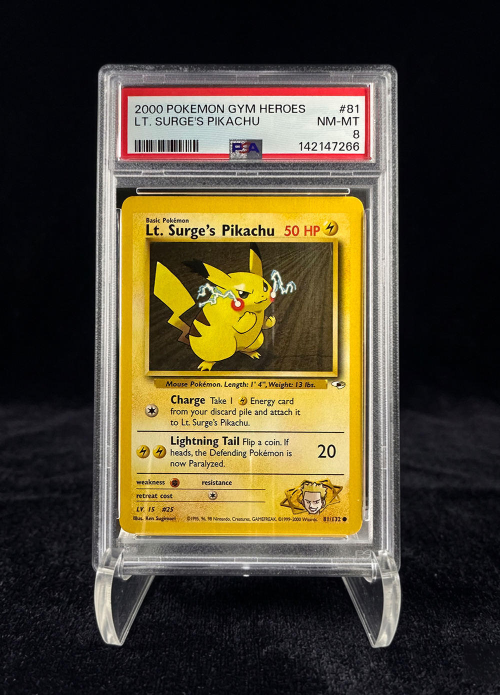 LT. Surge's Pikachu (2000) Gym Heroes - PSA 8